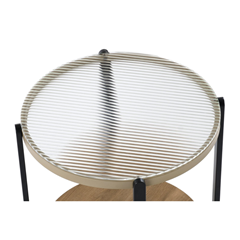 Coffee Table Round Glass Natural Black