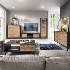 Showcase Cabinet - Oak & Black