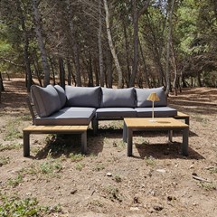 Outdoor Corner Sofa Set Aluminium With Plywood