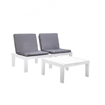 White Duetto sofa set and convertible sun lounger  with cushion