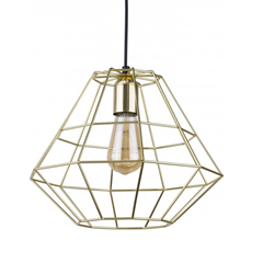 Pendant Lamp Metal Gold/Black 1 Light Diamond-Shaped Cage