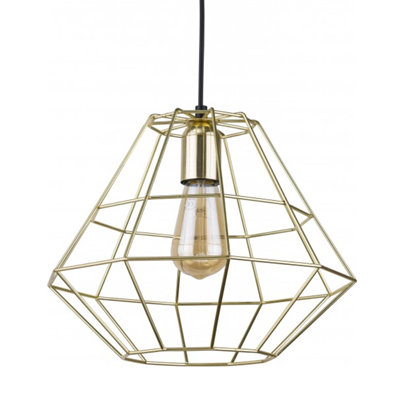 Pendant Lamp Metal Gold/Black 1 Light Diamond-Shaped Cage