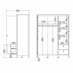 Madrid Wardrobe Black 2 Doors Mirror