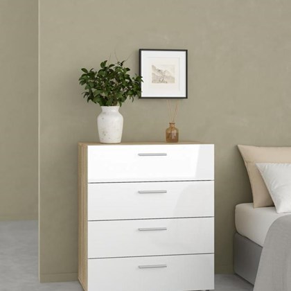 Pepe chest 4 drawers White & Oak