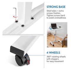 Adjustable Mobile Laptop Table – White