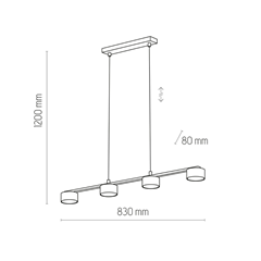 Hanging Lamp 4 Light Sources Black IP20