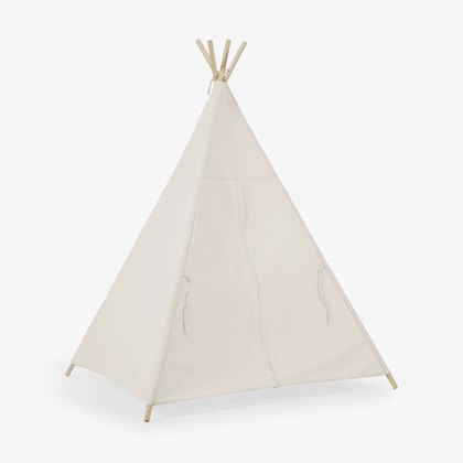 White Cotton Tipi with Solid Pine Wood Legs