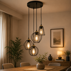 Pendant Lamp 4 Flat – Black & Copper