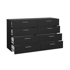 Double dresser 8 drawers Black