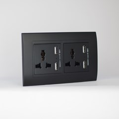 2 Gang 13AMP Socket USB Black Matte Series