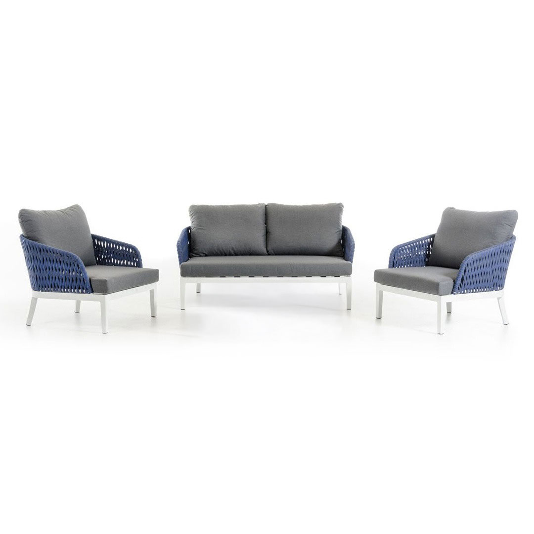 Aluminum Rope Blue Sofa - Set of 3