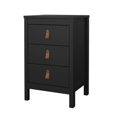 Black Madrid Nightstand 3 drawers