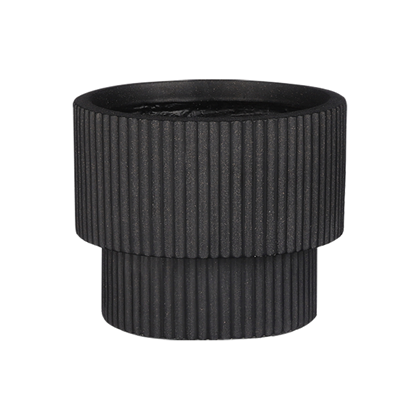 Round Black Pot H37xD45cm