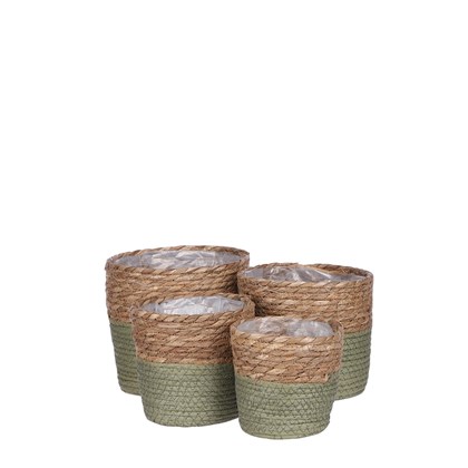 Set of 4 Round Green Baskets