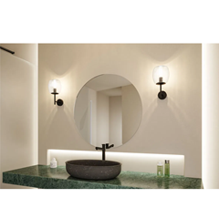 Bathroom Wall Light 20W Dimmable Glass/Black Matt