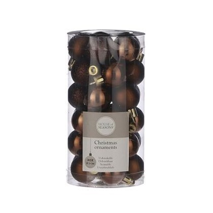 House of Seasons Bauble Unbreakable Brown 30 Pieces