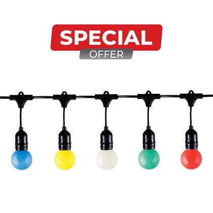 String Light with 5 Holders & 5 LED RGB Bulbs