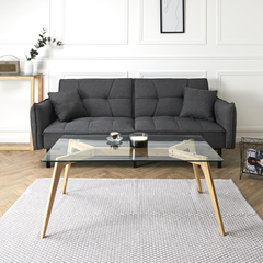 Glass Rectangular Coffee Table – Transparent/Beige