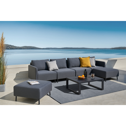 Outdoor Corner Sofa Set of  7 - Grey & Black