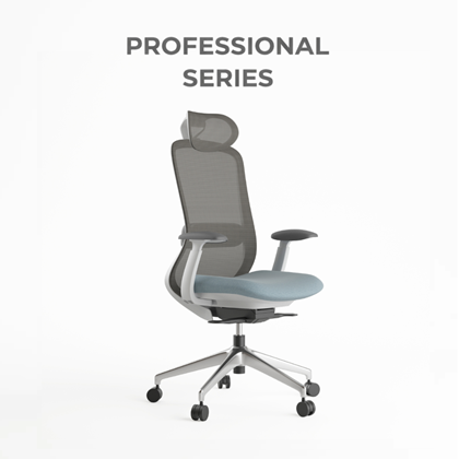 Office Chair with Adjustable Headrest - Light Blue