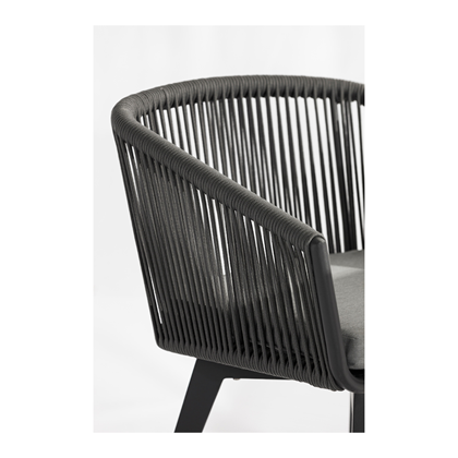 Outdoor Armchair Aluminium and Rope Dark Grey