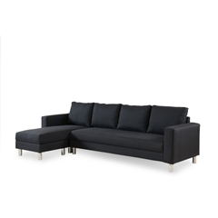 Corner Sofa 3-Seater Black