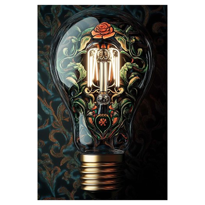 Light Bulb Fine Art Print on Safety Glass 60X90 cm
