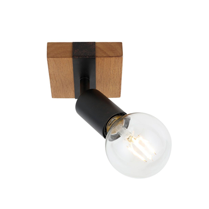 Lorenzo Ceiling Spotlight – Black & Wood