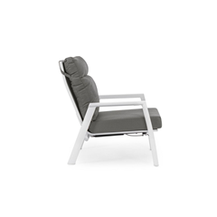 White Reclining Armchair with Cushion & Ottoman