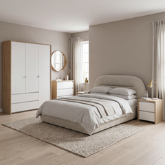 Bedroom Set 160x200– White & Wood Effect