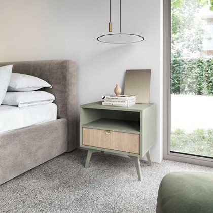 Nightstand 1Shelf 1Drawer - Herringbone Scandi & Eucalyptus