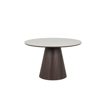 Dining Table with White Ceramic Top and Black Walnut Frame
