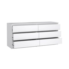 Naia Double Dresser 6 Drawers White High Gloss