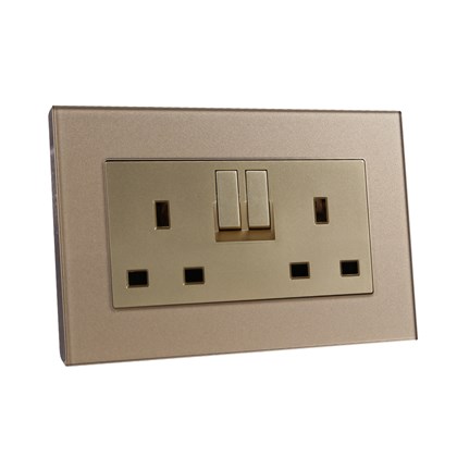 2 Gang 13Amp Socket Gold Temp Glass