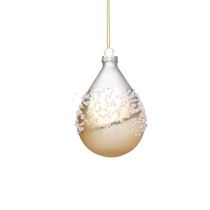 Adorn Champagne White Glass Ornament