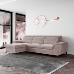 Sofa LH with Adjustable Headrests & Storage -  Grey