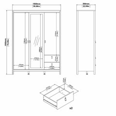 Madrid Wardrobe Black 2 Doors Mirror