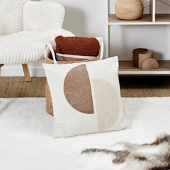 Textured Bouclette Cushion 40x40cm – Beige & Taupe