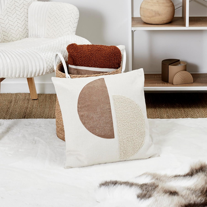 Textured Bouclette Cushion 40x40cm – Beige & Taupe