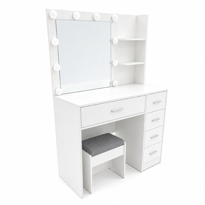 Dresser with Melamine LED Lighting 90x137 – White