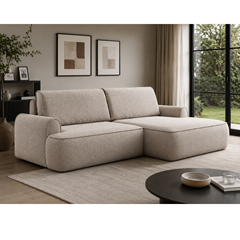 Corner Sofa Bed with Chaise Right 250cm – Beige