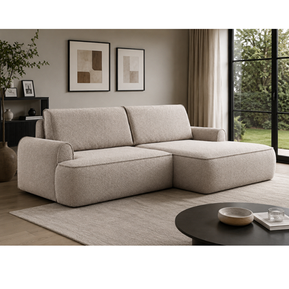 Corner Sofa Bed with Chaise Right 250cm – Beige