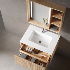 Bathroom Vanity Unit Oak Finish with Rectangular Basin - 80cm