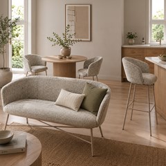 2 Seater Sofa Grey with Metal Legs