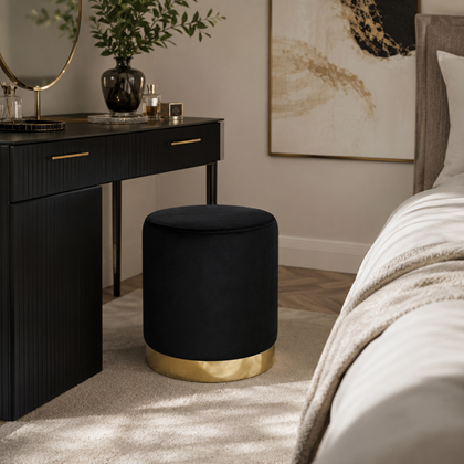 Carla Stool – Black & Gold Pouf