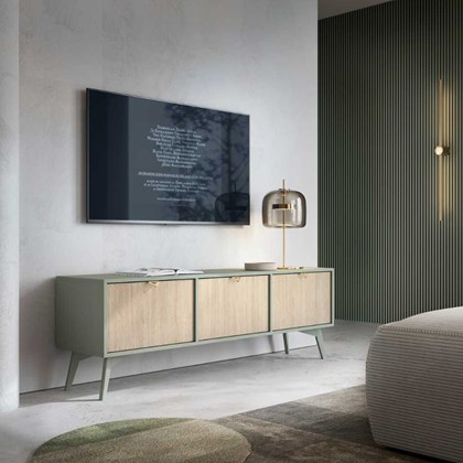 TV Unit 3 Doors - Herringbone Scandi & Eucalyptus