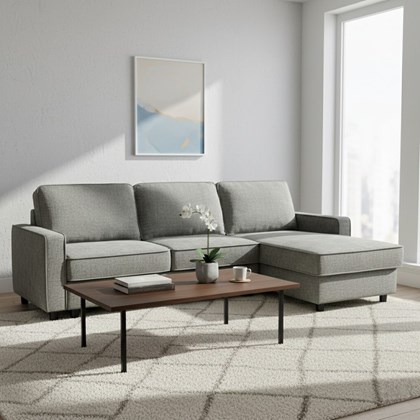 3-Seater Grey Corner Sofa
