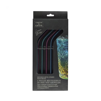 Colored Stainless-Steel Straws with Brush