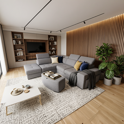 Corner Sofa 2-Seater Pull-Out Bed & Angular Left with Storage – Charcoal Blue