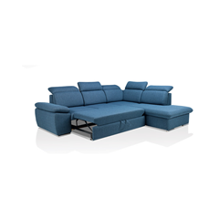 Corner Sofa Bed with Chaise Right – Blue